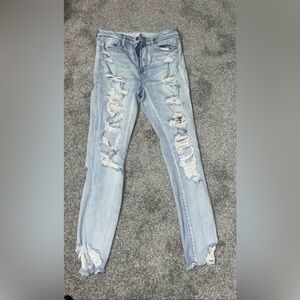 American Eagle Outfitters Light Blue Distressed Skinny Jeans